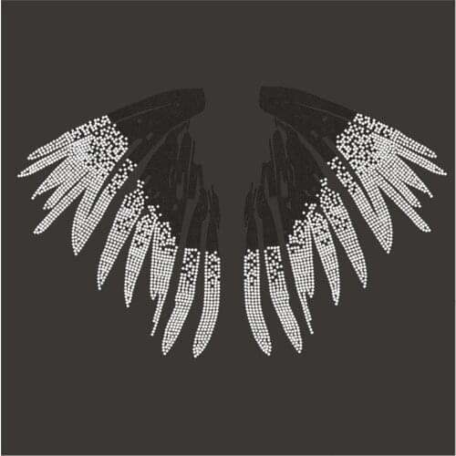 Rhinestones Heat Transfers Garment Strass Hotfix Angel Wing Rhinestones Stickers Iron On Patches For Clothes Crystal Applique