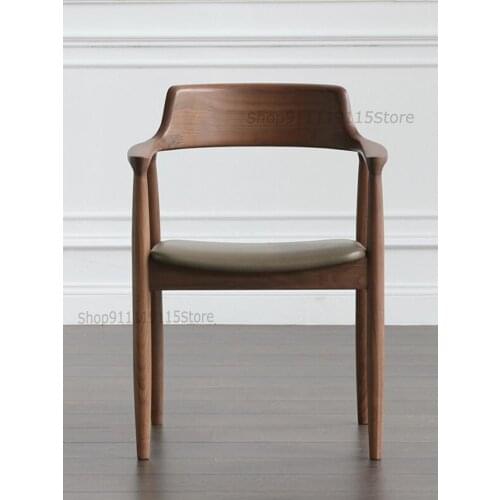 Customized All Solid Wood Dining Chair Kennedy Chair Hiroshima Chair Tea Room Restaurant Coffee Shop Chair Leather Circle Chair