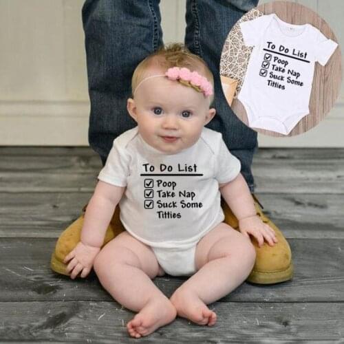 TO DO LIST Funny Infant Baby 100%Romper Newborn Short Sleeve Cute Jumpsuit Clothes Summer Toddler Fashion Outfits