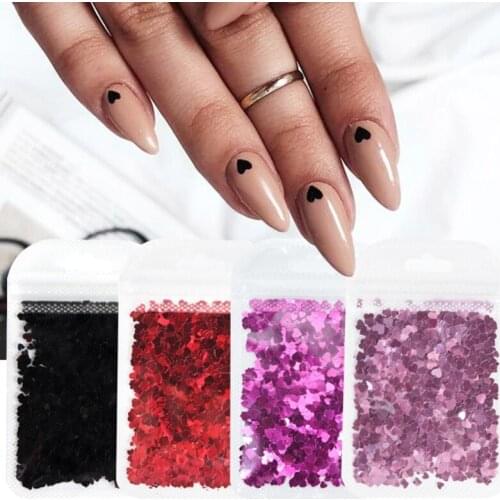 U90E 12 Colors Heart Shape Resin Art Glitter Flakes Resin Epoxy Mold Art Decorations Holographic Nail Art Glitter Sequins