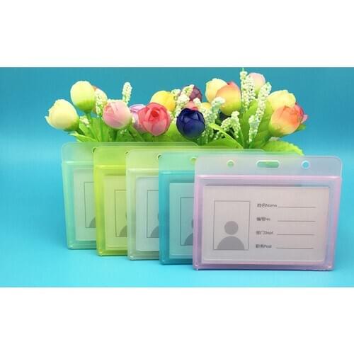 Waterproof Durable Pack Of Hard Plastic Id Card Badge Holder Horizontal Employee Name Tag Accessories For School Suppliers