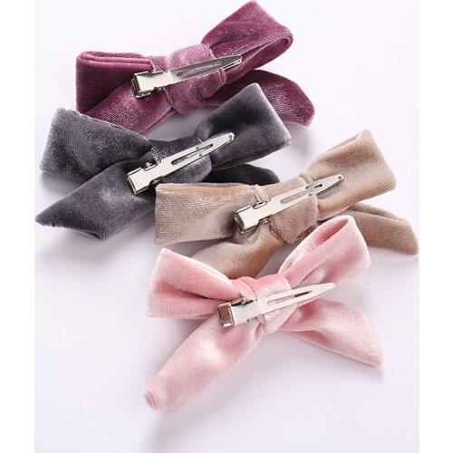 1pc Kids Velvet Bows Clip Hairpins For Women Autumn and Winter Schoolgirls Hair Accessories Lovely Bow Hair Barrettes Hair Clips