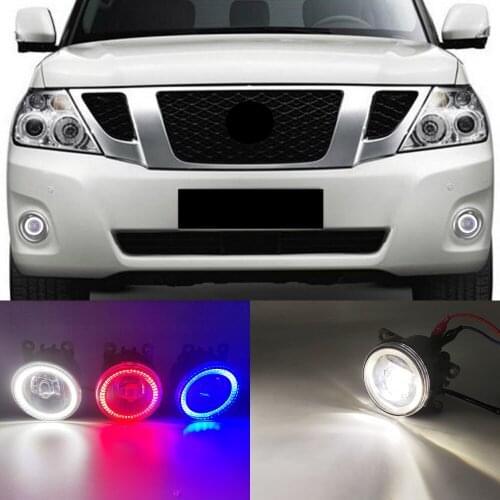 2 Functions Auto LED DRL Daytime Running Light Car Angel Eyes Fog Lamp Foglight For Nissan Patrol 2005 - 2016 2017 2018