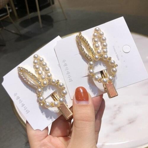 2019 Korea Hot Sale Hairpins Pearl Rabbit Geometric Hair Clips Hair Accessories for Women Japan Chic Girls Hairgrip Barrettes