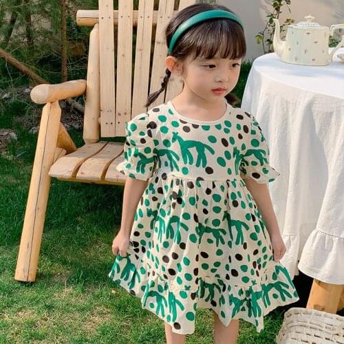 2021 Summer Baby Girls Cotton Cartoon Deer Dress Kids High Quality Sweet Dresses Children Princess Birthday Party Party Vestidos