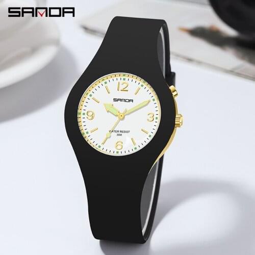 2021 SANDA Womens Watch Ultra-thin Shockproof Women Luxury Brand Waterproof Quartz Luminous Silica gel Ladies Wristwatches