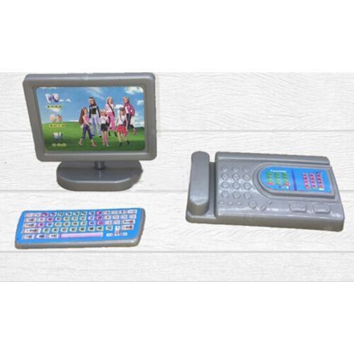 3pcs/Set Dollhouse Miniature Pink Modern Piece Computer Furniture For Doll Children Toy Furniture for Dolls