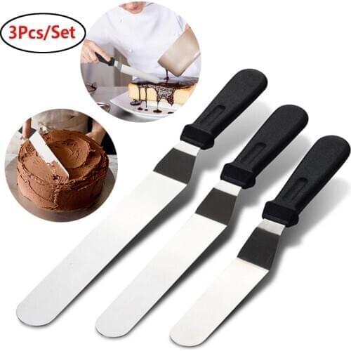 3Pcs Stainless Steel Baking Spatulas Kitchen Cake Butter Cream Utensils Spatula Baking Tool Pastry Cake Decor Spatule Patisserie