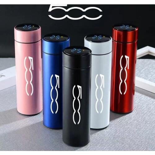 500ML Intelligent Thermos Temperature Display Stainless Steel Vacuum Water Cup For Fiat 500 500X 500L 500C Coffee cup accessorie