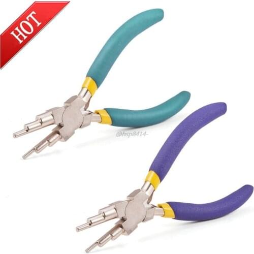 6 in 1 Wire Wrapper Looping Forming Jewelry Plier 6-Steps Multi Size Barrels Pliers Bail Jewelry Making Colors at Random
