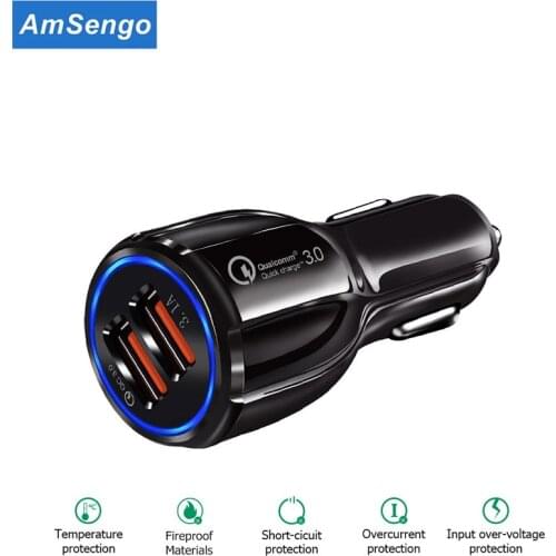 Amsengo Quick 3.0 Charger Mini USB Car Charger For Mobile Phone Tablet GPS Car-Charger Dual USB Phone Chargers Adapter in Car