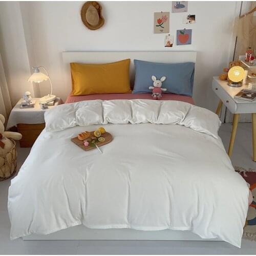 White Bed Linen Duvet Cover with Zipper Closure,Quilt/Comforter Case Pillow Shams Single Hotel Quality Ultra Soft and Easy Care