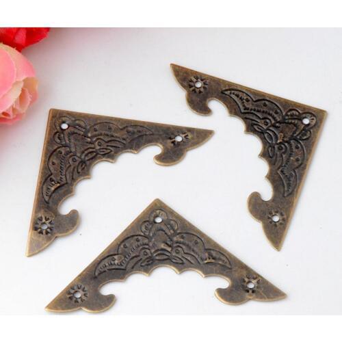 Free Shipping-50Pcs Photo Album Pressure Corner Protector Protects Bronze Tone Metal Bag Box Edge Angle 57x40mm J2848