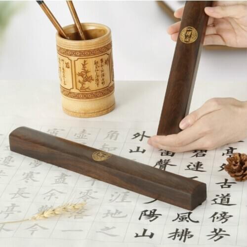 Large Wooden Paperweights Chinese Calligraphy Ink Brush Painting Paperweights 30cm Simple Classical Solid Wood Paperweight