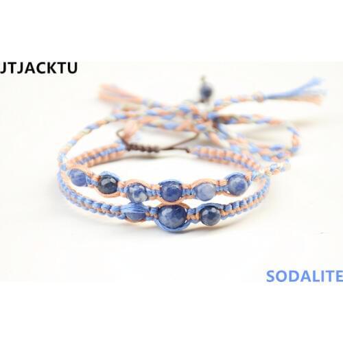 Sodalite beads cotton cord bracelet for woman 4 color to choose