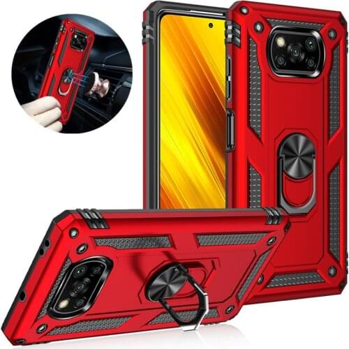 For Xiaomi Pocophone Poco X3 NFC Case Shockproof Armor Stand Holder Car Magnetic Ring Phone Case for Mi Poco X3 Pro Back Cover