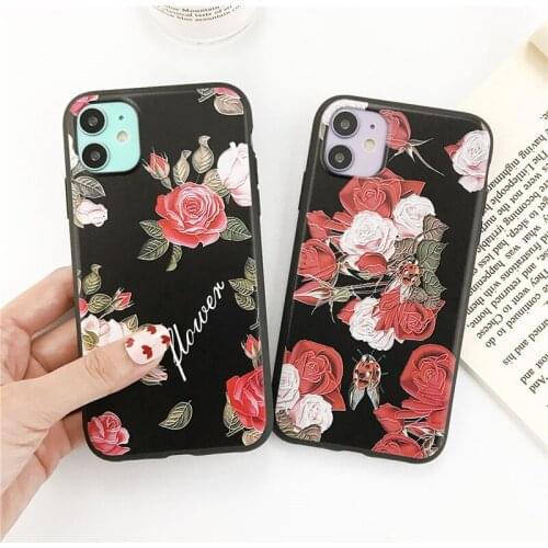 Luxury Rose Flowers Case For iPhone 11 Pro XS Max 6 6S 7 8 Plus X XR 5 5S SE 2020 Soft TPU Translucent Shockproof Back Cover