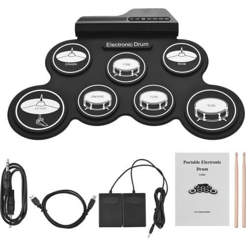 Digital Electronic Drum Kit Compact Size USB Roll-Up Drum Set 7 Drum Pads with Drumsticks Foot Pedals drum accessories