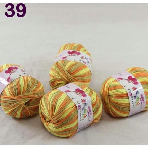Color Optional 4 ballsX50g Cashmere Silk Velvet Children Hand Kintting Yarn 1839 Lemon Orange Sage