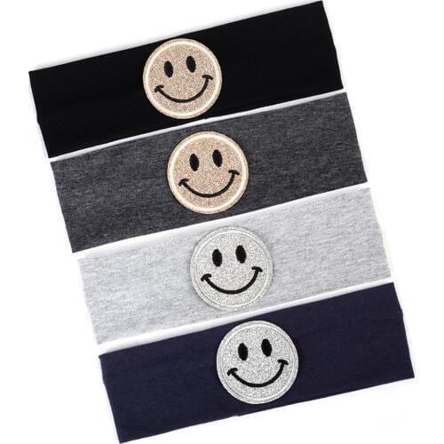 Baby Girls Boys Stretchy Headband Cut Smiling Face Hair Accessories DIY Applique Hair Band Fashion Children Kids Cotton Hairband