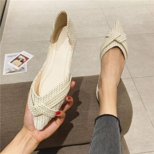 Concise Slip On Ballet Flats Pointed Toe Summer Women Shoes Ladies Shallow D'Orsay Shoes Woman Solid Color Loafers