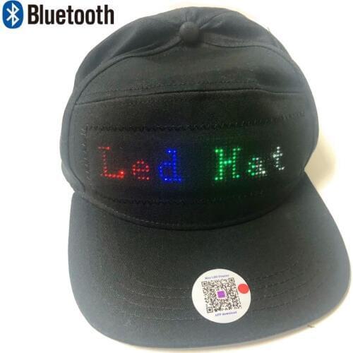 4 colors fixed Bluetooth Led Hat Display Board hip hop Street dance Party Parade sunscreen hiking night fishing cap Student Toy