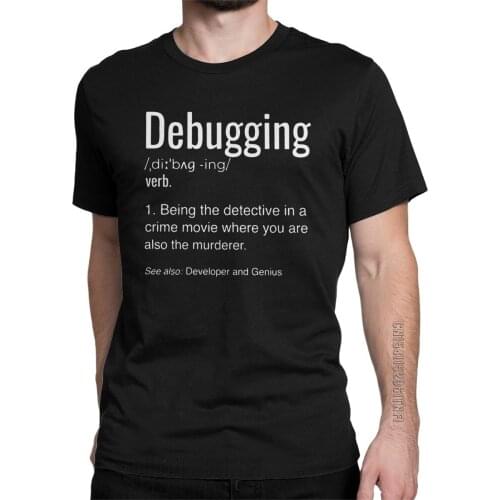 Men T-Shirt Engineering Engineer 100% Cotton Tee Shirt Classic Debugging Definition Programmer Coding T Shirts Round Neck