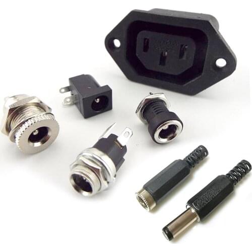 5.5 x 2.1mm DC Female Power Supply Jack charging port Socket 5.5 * 2.1 mm Electric Pcb Panel Mount Connector Threaded Metal plug