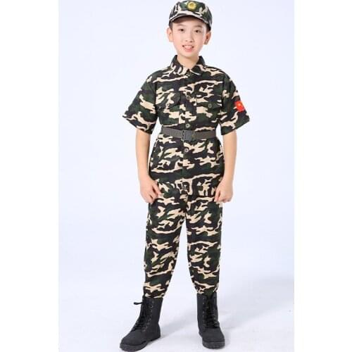 Children Camouflage Suit Short Sleeve Tiger Print Clothing Primary and Secondary School Training Suit Outdoor Training Clothing
