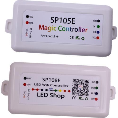 DC5-24V SP105E SP108E Magic Controller Bluetooth 2048 Pixels for WS2811 2812 2801 6803 IC LED Strip Support IOS / Android APP