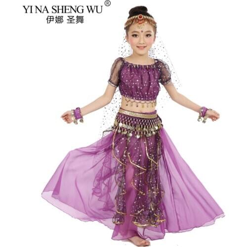 New Style Kids Belly Dance Oriental Dance Costumes Belly Dance Dancer Performance Clothes Indian Dance Costumes For Kids 6 Color