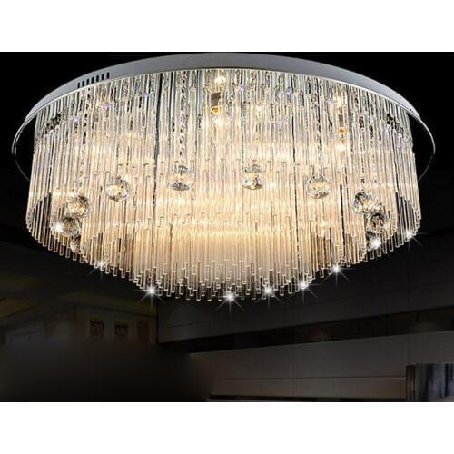 Round simple crystal lamp ceiling lamp led discoloration living room fixture bedroom glass lamp led lighting fixture led lamps