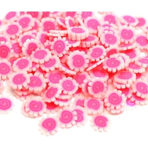 30Pcs Mini Pink Flowers Slice Polymer Soft Clay Sprinkles for Crafts Making DIY Crystal Mud Slime Filling Material 10mm