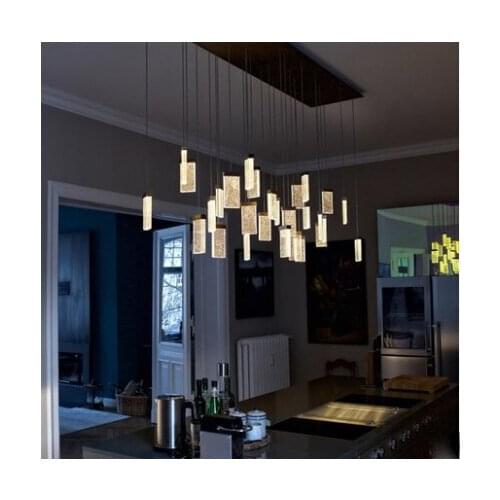 Minimalist European chandelier art villa restaurant duplex staircase light luxury style shop decoration fishing line pendant lam