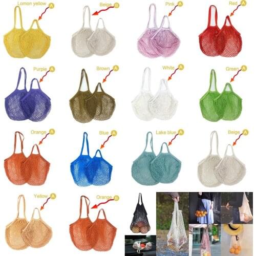 Home Reusable Grocery Produce Bags Cotton Mesh Ecology Market String Net Tote Bag Kitchen Fruits Vegetables Hanging Bag 1pc