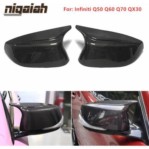 Q50 M Look Mirror Cover Caps for Infiniti Q50 Q50L 2014-2017 Q60 2016 Q70 2015+ QX30 2017 Carbon Fiber Mirror Covers Replacement