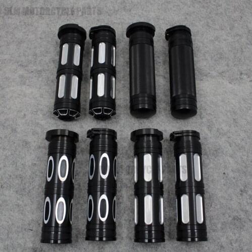 25MM Motorcycle Silver CNC 1" 25mm Handlebar Hand Grips for Harley Sportster XL883 XL1200 Touring Dyna Softail Custom