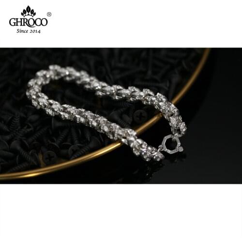 GHROCO S925 Tibetan Silver Mens Skull Bracelet, Trendy, Fashion，Hip-Hop, Punk, Rock Style for Motorcycle Rider & Music Party