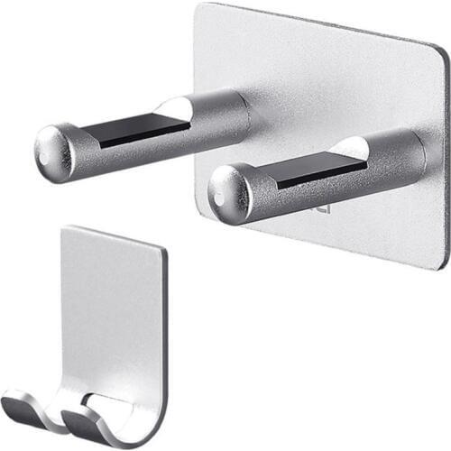 Wall-mounted Bathroom Hair Dryer Rack Storage Hairdryer Holder Stand Support Silver