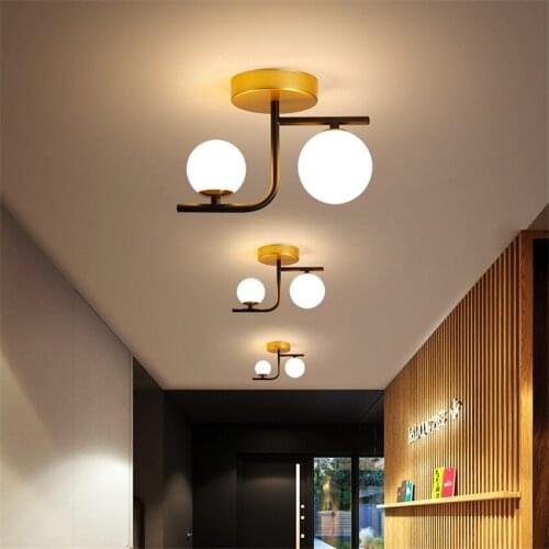 Nordic two-ball glass ceiling lights corridor light modern living room indoor lamp luxury home staircase balcony ceiling lamps