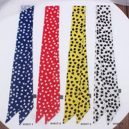 2019 New Women Long Scarf Artifical Twill Silk Bag Ribbons small heart silk Headscarf Neck tie Small Scarves & Wraps H1017
