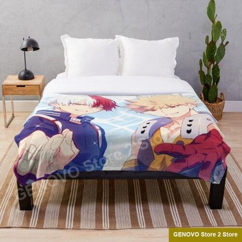 My Hero Academia TODOBAKU Throw Blanket Soft Warm Coral Fleece Plush Throw Blanket Rug Piece Sofa Bed Knee blankets Boys Girls