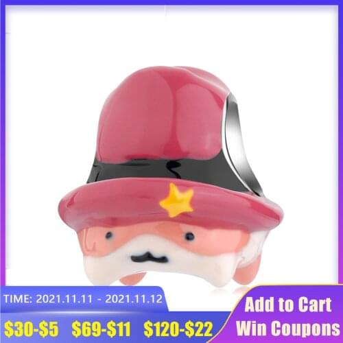 AGATA Original Silver 925 Charms with Handmade Enamel Cowboy Hat Cute Cat Beads for Pandora Silver Bracelet & Bangles Making