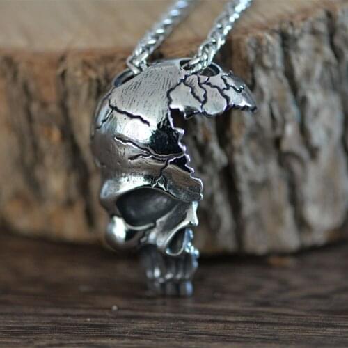 LANGHONG 1pcs Punk Skull Necklace Stainless Steel Necklace For Men
