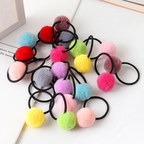 10pcs cute animal hair ball hair ring female rubber band elastic hair bands Korean headwear children hair Accessories ornaments