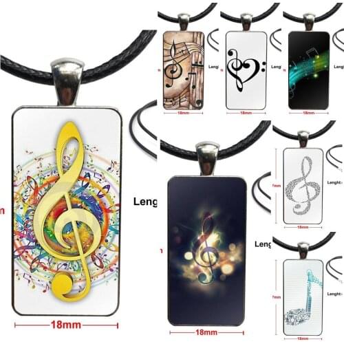 Music Logo Silicone For Women Party Fashion Glass Cabochon Necklace With Women Statement Pendant Rectangle Necklaces Jewelry