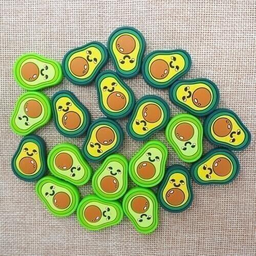 Chenkai 10PCS Silicone Avocado Beads DIY Baby Cartoon Teether Shower Necklace Chewing Pacifier Dummy Sensory Toy Accessories