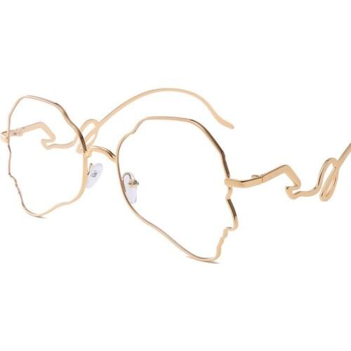 2021 Irregular Sunglasses Women Brand Designer Alloy Frame Oversized Personality Eyeglasses Luxury Men/Women Sun Glasses