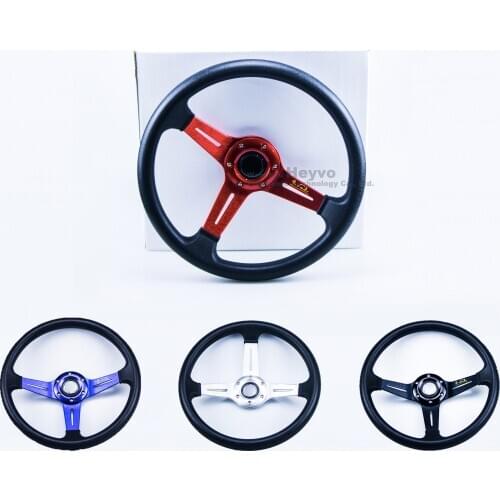 Sport Steering Wheel 14inch 340mm leather Car Racing Steering Wheel Dish Drifting Leather Aluminum Racing Wheel