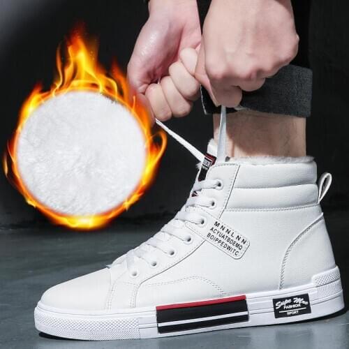 High Top Warm Winter Sneakers for Men Running Shoes Winter Sport Shoes for Men Sports Shoes Male White Fur Gym Workout GME-0591